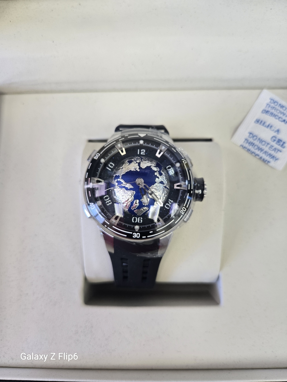 Invicta Automatic World Map Dial Men's Watch in Blue and Silver